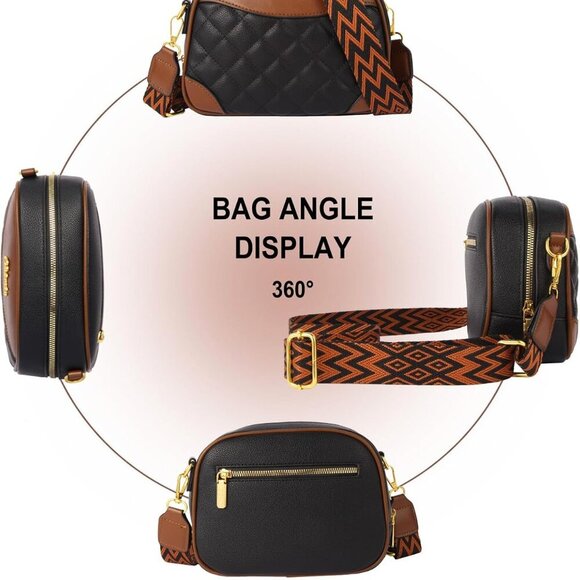 Small Leather Crossbody Bag Women Adjustable Strap Color-Block Stylish Purse - Picture 6 of 8